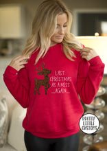 Load image into Gallery viewer, Last Christmas as a Miss AGAIN glitter reindeer print christmas sweater - red