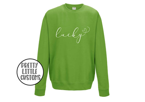 Lucky print lime green sweater