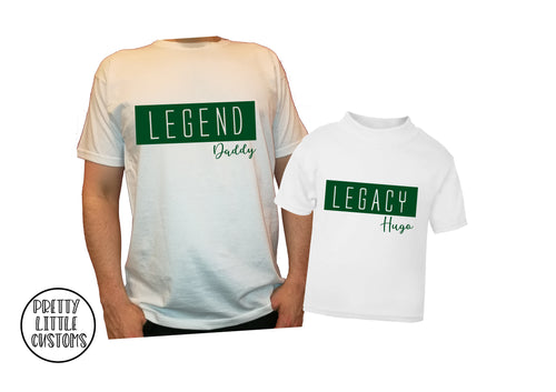 Personalised Legend & Legacy  t-shirt set - Father & son/daughter