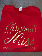 Load image into Gallery viewer, Personalised Last Christmas as a Miss print christmas sweater - your surname - red