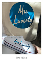 Load image into Gallery viewer, Personalised bridal party wedding shoes, trainers, pumps - 21 colours - matching bag and laces available