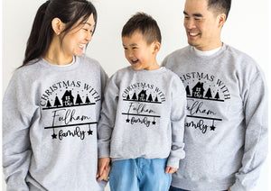 Personalised family matching xmas sweaters sweatshirts jumpers festive - Christmas with the your name family surname design family name