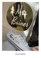 Load image into Gallery viewer, Personalised bridal party wedding shoes, trainers, pumps - 21 colours - matching bag and laces available