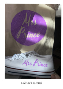Personalised bridal party wedding shoes, trainers, pumps - 21 colours - matching bag and laces available