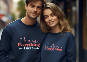 I am / have everything I need valentine's couples sweater set - navy x2