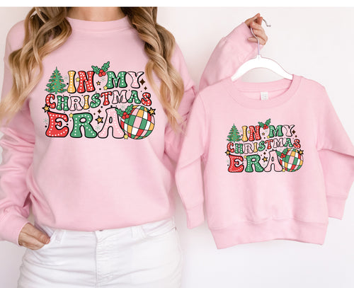 Family matching xmas sweaters sweatshirts jumpers festive -In my Chistmas Era! - baby pink