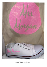 Load image into Gallery viewer, Personalised bridal party wedding shoes, trainers, pumps - 21 colours - matching bag and laces available