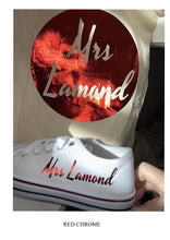 Load image into Gallery viewer, Personalised bridal party wedding shoes, trainers, pumps - 21 colours - matching bag and laces available