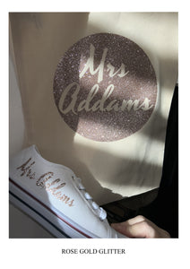 Personalised bridal party wedding shoes, trainers, pumps - 21 colours - matching bag and laces available