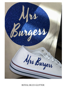Personalised bridal party wedding shoes, trainers, pumps - 21 colours - matching bag and laces available