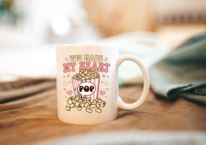 You make my heart pop - cute popcorn design Valentine's Day mug gift present