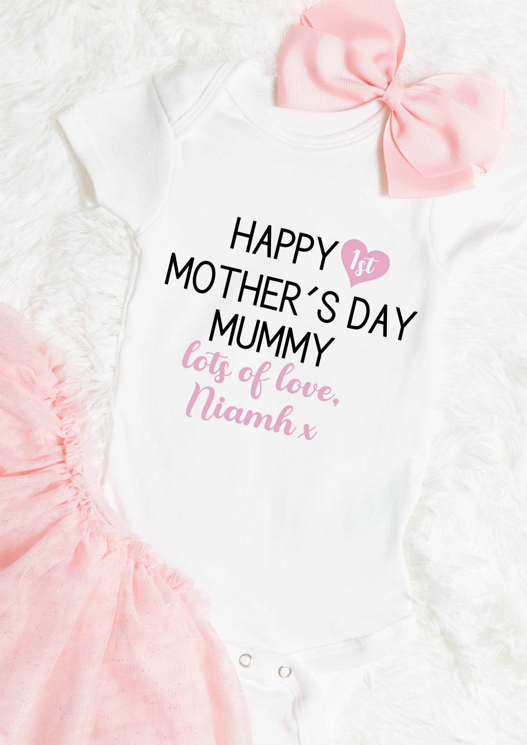 Personalised 1st first Mother's Day baby  vest - pink