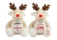 Load image into Gallery viewer, Personalised your name and year POLAR EXPRESS or LAPLAND reindeer or bear teddy / pyjama case / keepsake