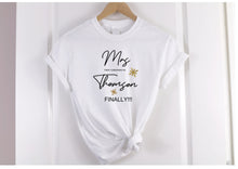 Load image into Gallery viewer, Personalised First Christmas as Mrs (your name) Finally!!! ladies  t-shirt