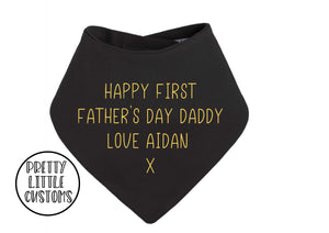 Personalised Happy First Father's Day print bandana bib - black/yellow