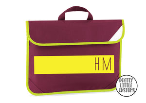 Personalised kids initials, block design book/homework bag - burgundy