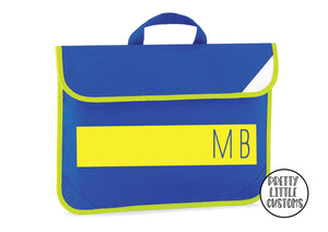 Personalised kids initials, block design book/homework bag - royal blue