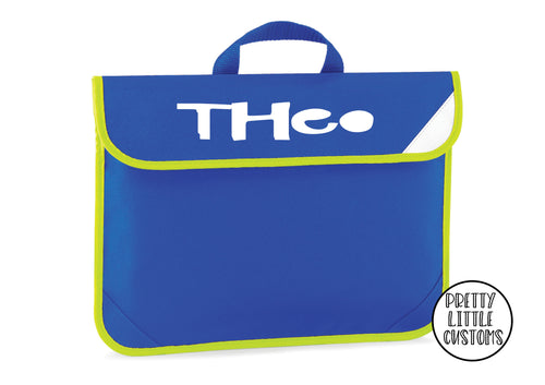 Personalised kids name book/homework bag - royal blue