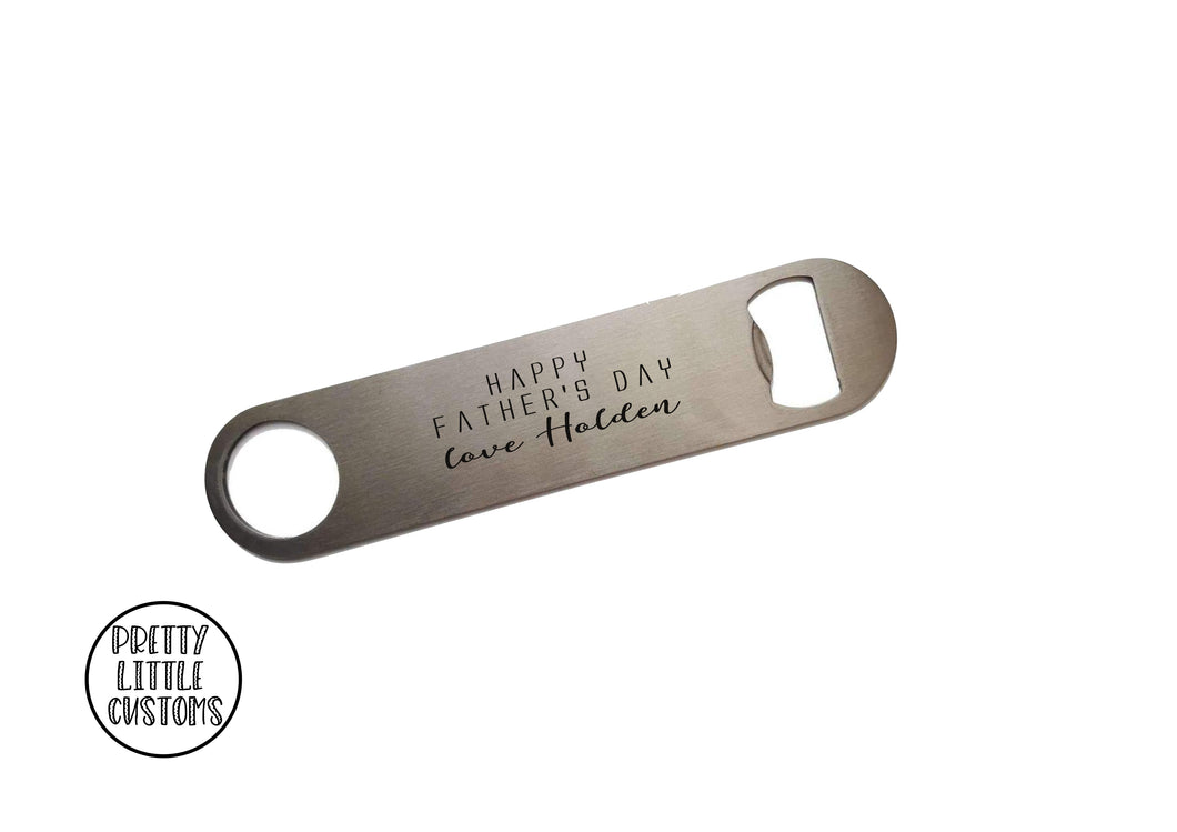 Personalised 'Happy Father's Day' metal bottle opener