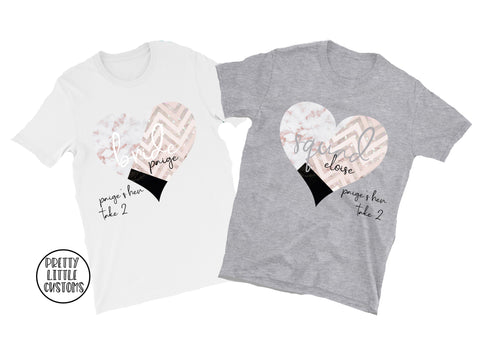 Personalised name Bride Squad hen party take 2 tees - pink/grey