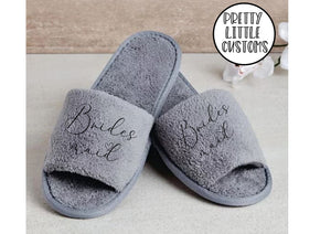 Grey  Bridal party heart print slippers - Bridesmaid