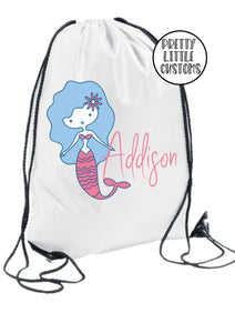 Personalised kids name gym bag/PE bag/school bag - mermaid style 3