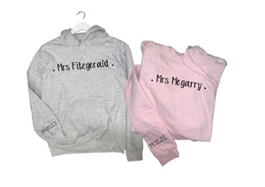 Personalised Future Mrs (your name) & wedding date  hoody - grey or pink