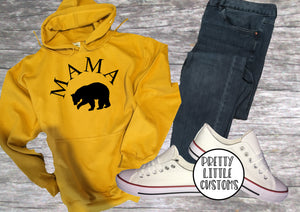Mama Bear print mustard hoody