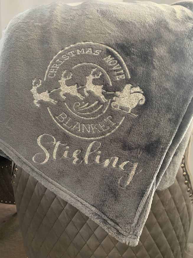 Personalised Christmas Movie snuggle blanket - 3 colours - GLITTER print