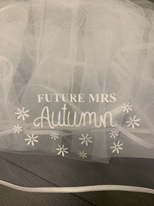 Personalised Future Mrs (Your Name) hen party veil - daisy