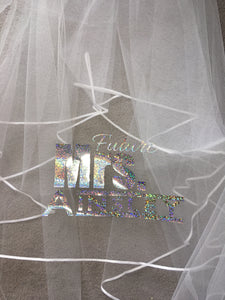 Personalised Future Mrs (Your Name) hen party veil - sparkle print