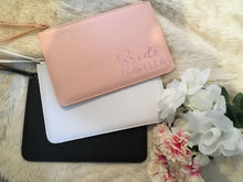 Load image into Gallery viewer, Personalised bridal party accessory pouch, clutch bag, gift