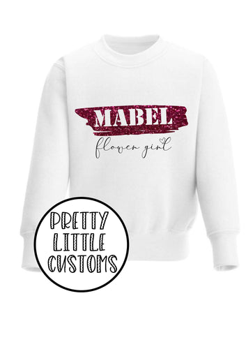 Personalised Kids Glitter Name Flower Girl sweater