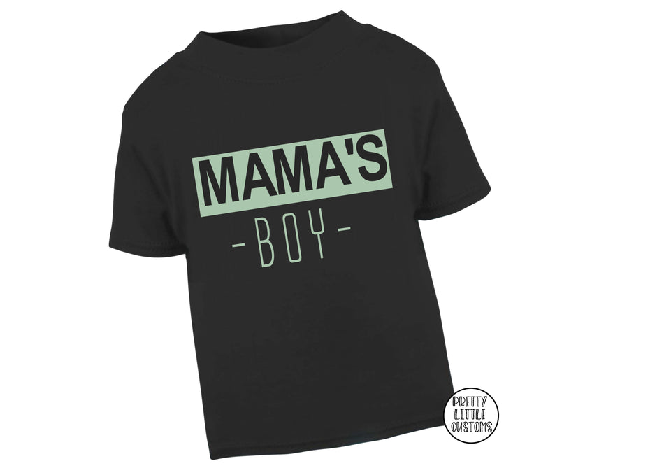 Mama's Boy print kids t-shirt - black/mint