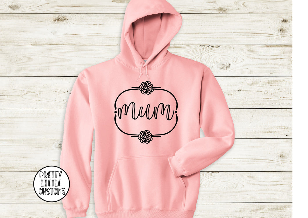 Mum slogan roses print pale pink hoody