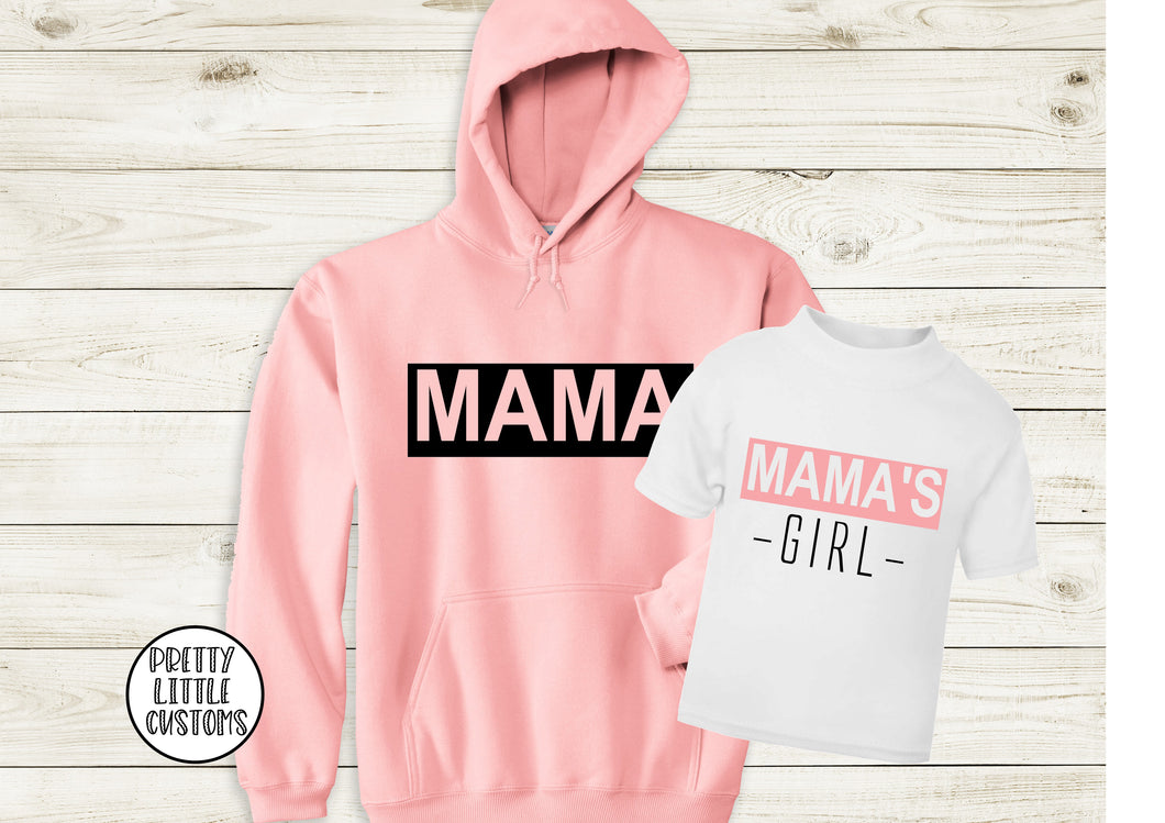 Mama & Mama's Girl hoody & tee set - white/pale pink