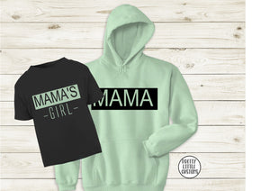 Mama & Mama's GIRL hoody & tee set - black/mint