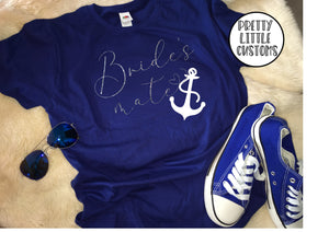 Nautical anchor Bride's mate glitter print hen t-shirt