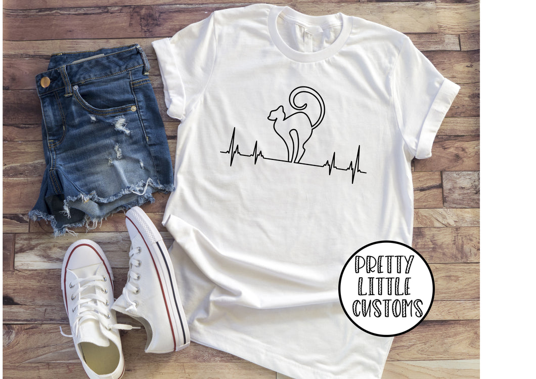 Cat pulse print t-shirt