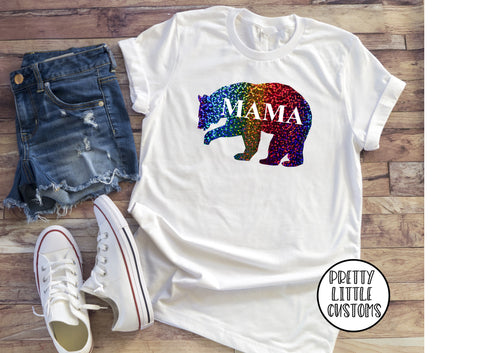Mama bear rainbow print t-shirt - white