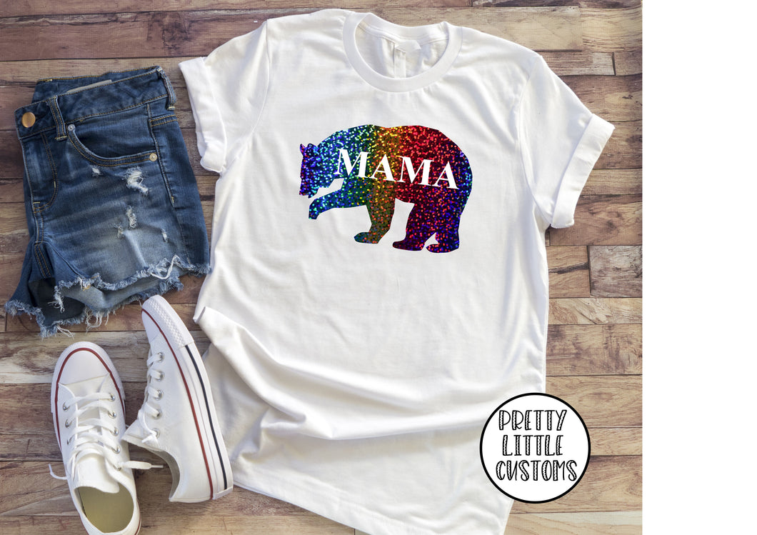 Mama bear rainbow print t-shirt - white