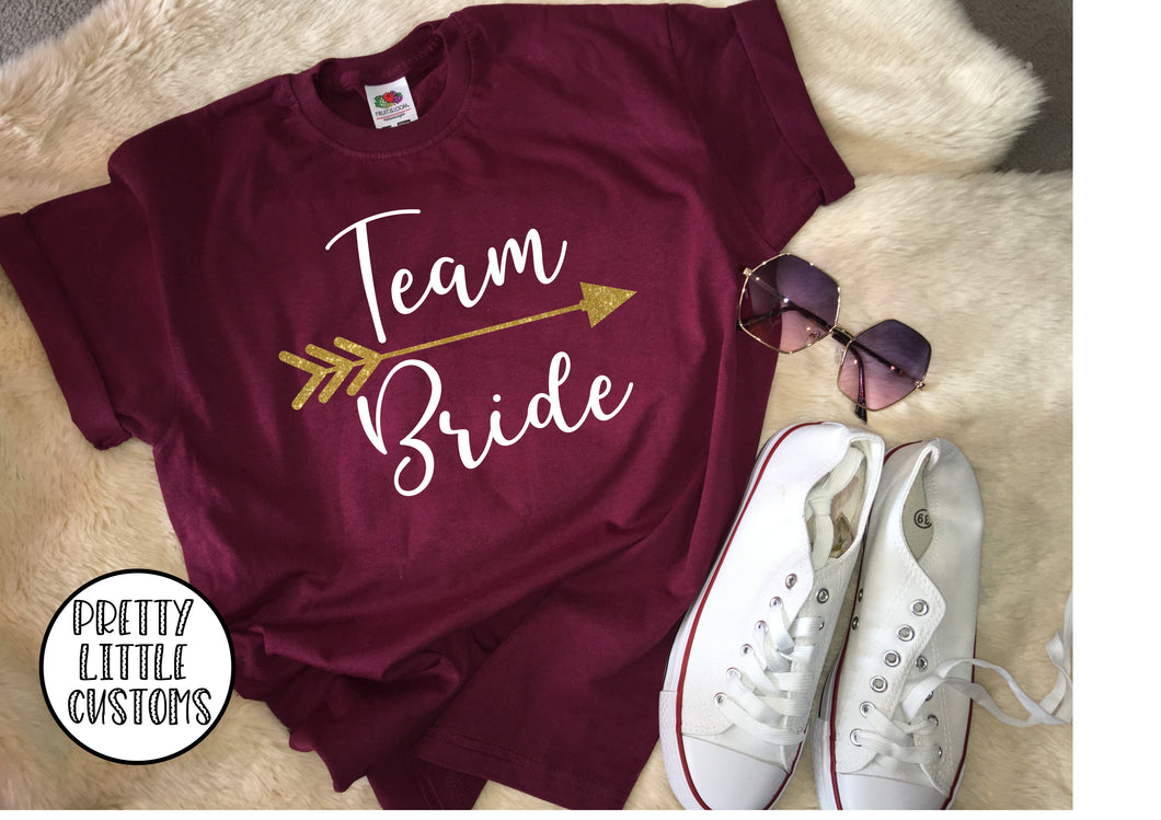 Team Bride glitter print hen t-shirt