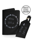 Personalised Mrs (your name) honeymoon luggage set - luggage tag & passport holder - black