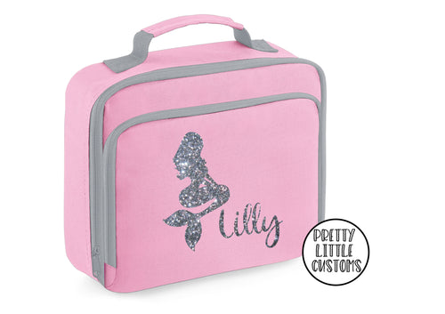Personalised kids name lunch bag - GLITTER Mermaid