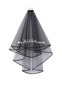 PRE ORDER - Personalised Mrs (Your Name) to be hen party veil - BLACK