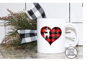 Last Christmas as a Miss AGAIN tartan reindeer print mug