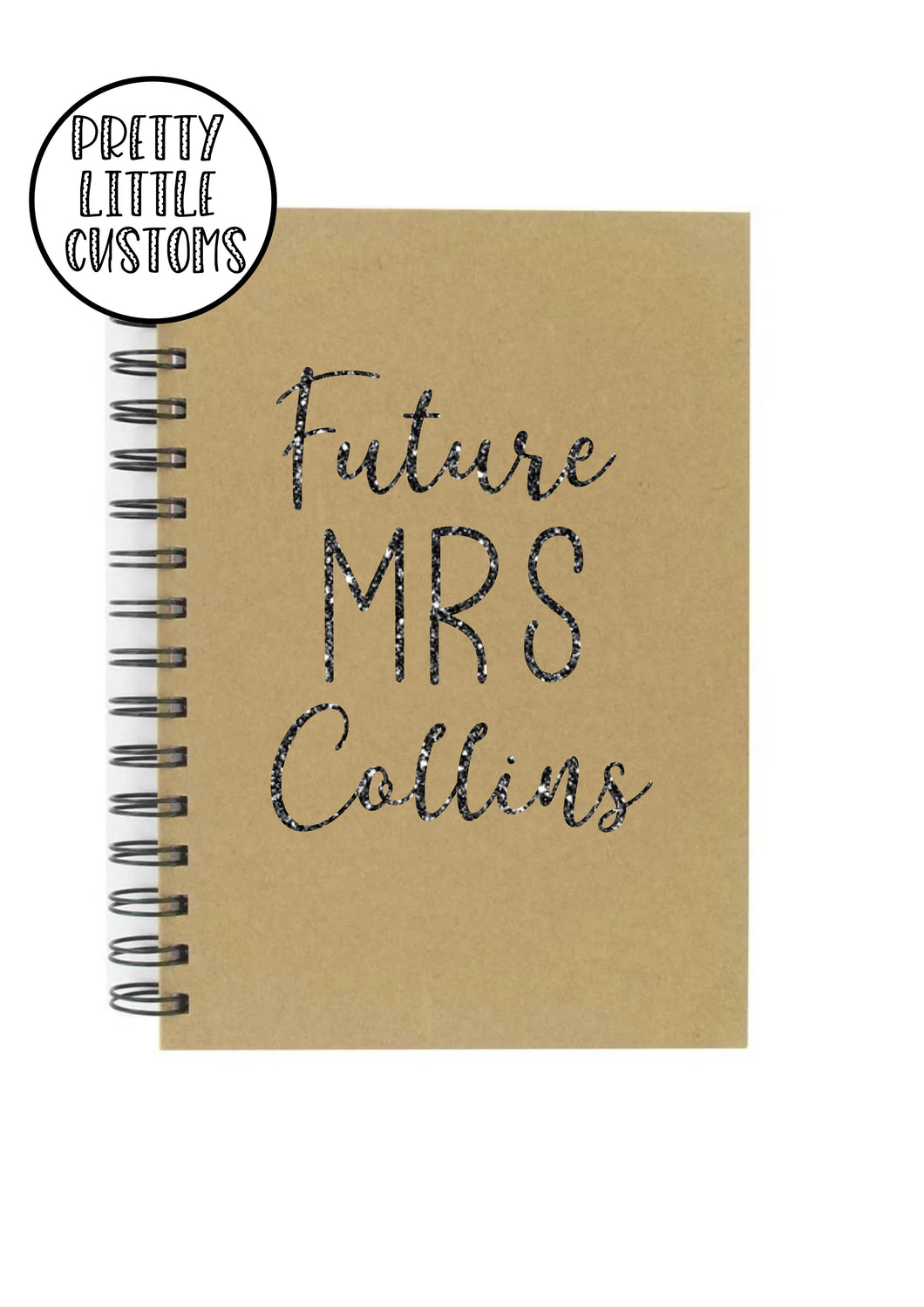 Personalised glitter print wedding planner a5 notebook - future mrs (your surname)