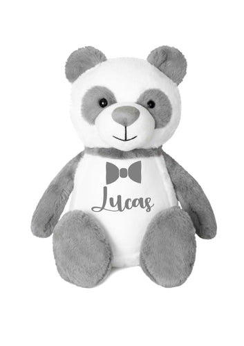 Personalised  page boy pageboy  thank you gift - panda teddy bear - bow tie print