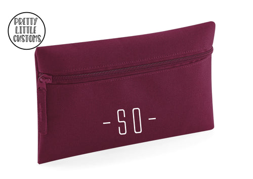 Personalised initials pencil case - burgundy