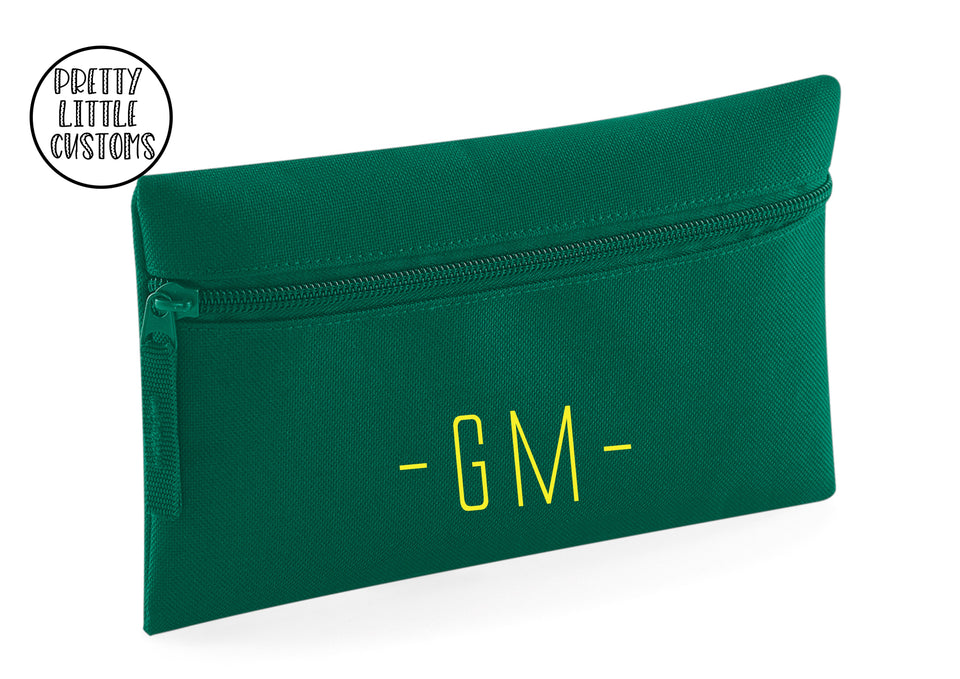 Personalised initials pencil case - green